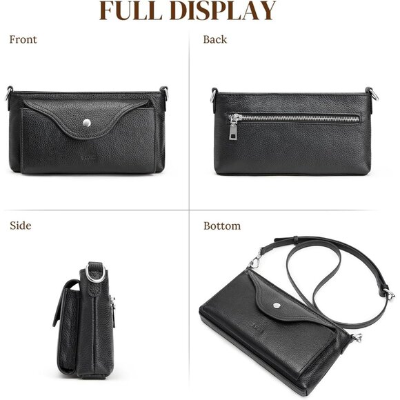 S-ZONE Leather Crossbody Bags for Women RFID Small Purse - Picture 7 of 8